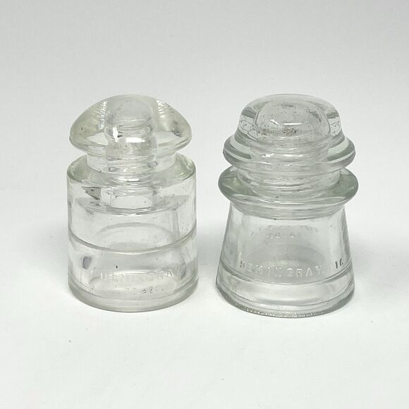 Vintage Insulators Hemingray Clear Glass No 16 14-48 CSA 33-41 Lot Of 2 - Picture 1 of 7